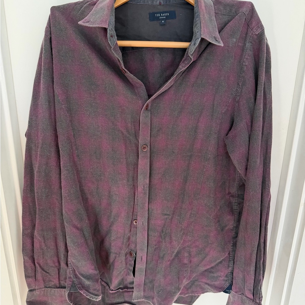 Ted Baker Burgundy and Gray Shirt